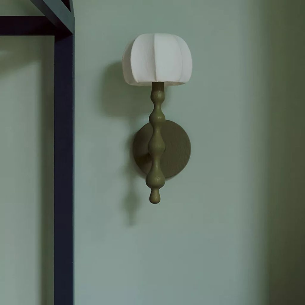 LALA REIMAGINED WOOD SHADED SCONCE WALL LIGHT GREEN LALA REIMAGINED WOOD SHADED SCONCE WALL LIGHT GREEN