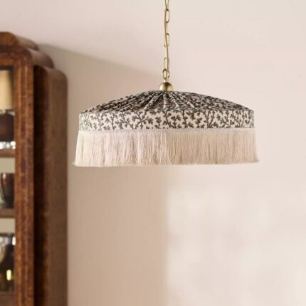 SINCLAIR TASSEL FRINGED LINEN PENDANT IRENA | BOHO LAMPS