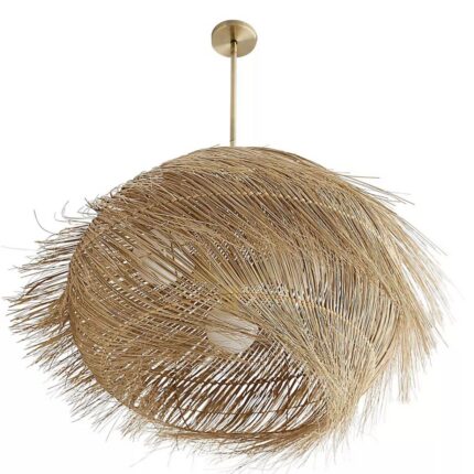 ASHBURN NATURAL BURI MIDRIB WOVEN PENDANT | BOHO LAMPS