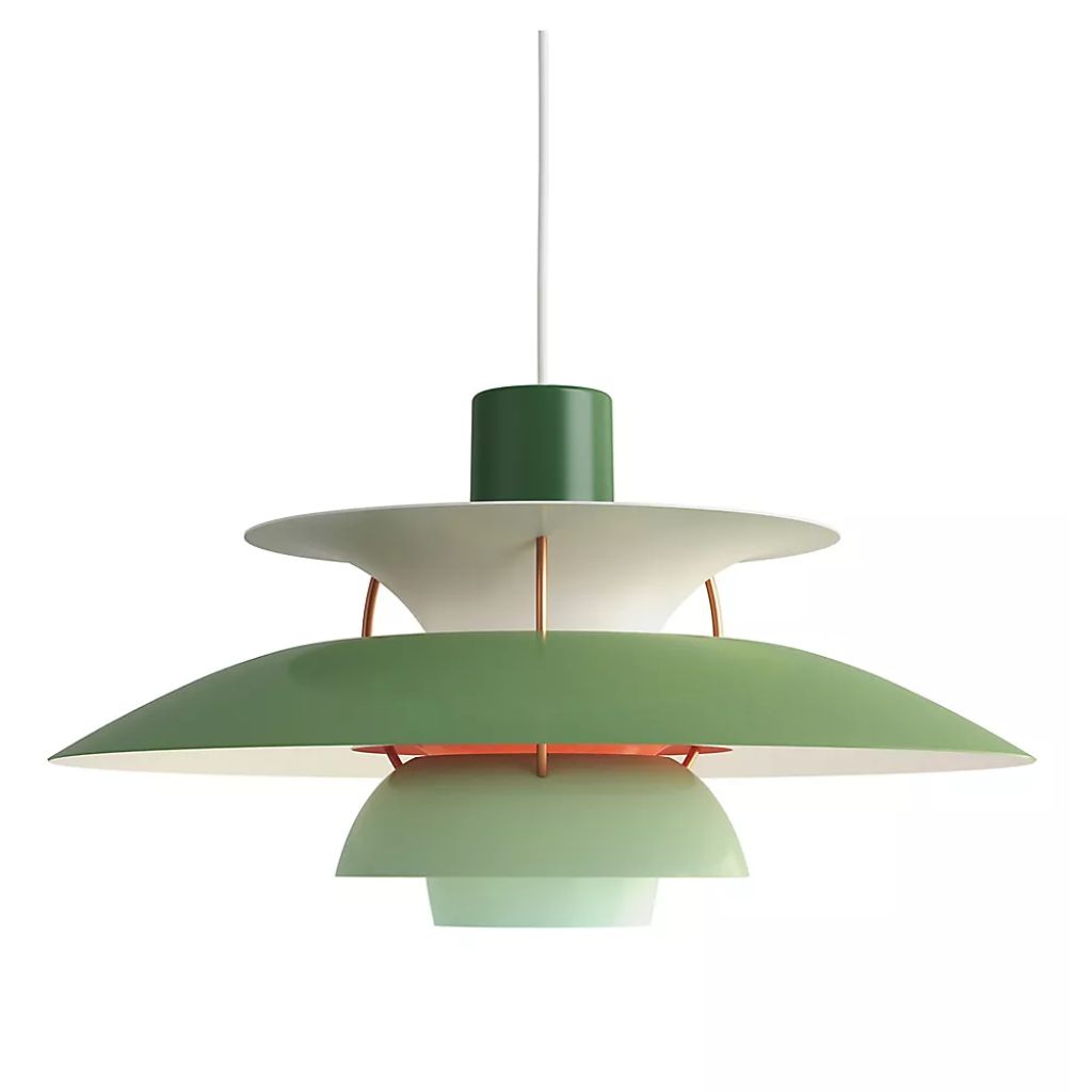 PH5 SPUN TIERED THREE SHADE METAL PENDANT LIGHT GREEN PH5 SPUN TIERED THREE SHADE METAL PENDANT LIGHT GREEN