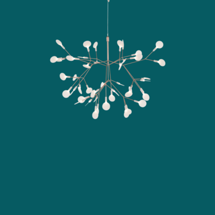 HERACLEUM COPPER PENDANT LIGHT BY BERTJAN POT, rose-gold wire branches with white leaf-shaped polycarbonate lenses