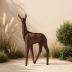 DOE CONSOLE BY RACHEL & BENOIT CONVERS standing outdoors beside pampas grass, H.150 × L.96 × P.34 cm, made in France by Ibride.