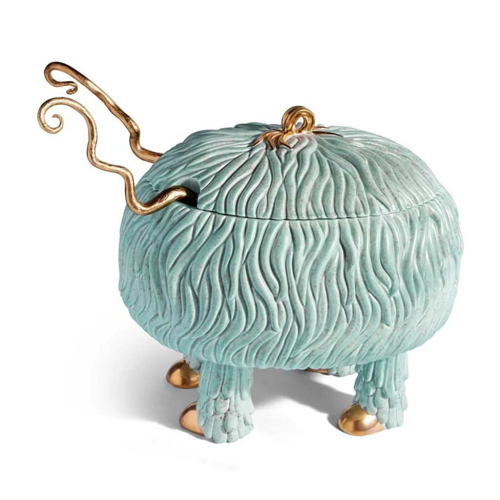 HAAS FOX SALAD MONSTER SERVING BOWL with rippling texture and 24K gold-plated feet and ladle — 13×11×11.5 inches, 6-quart serving bowl HAAS FOX SALAD MONSTER SERVING BOWL with rippling texture and 24K gold-plated feet and ladle — 13×11×11.5 inches, 6-quart serving bowl