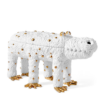 HAAS PEDRO THE CROC BOX with 24K gold feet and stud accents, six-legged lidded vessel — 16×6.25×9.25 inches luxury sculpture