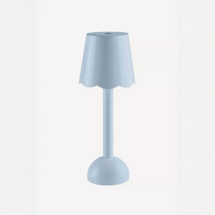 ADDISON ROSS SCALLOP LED LACQUERED CORDLESS RECHARGEABLE TABLE LAMP LIGHT DENIM